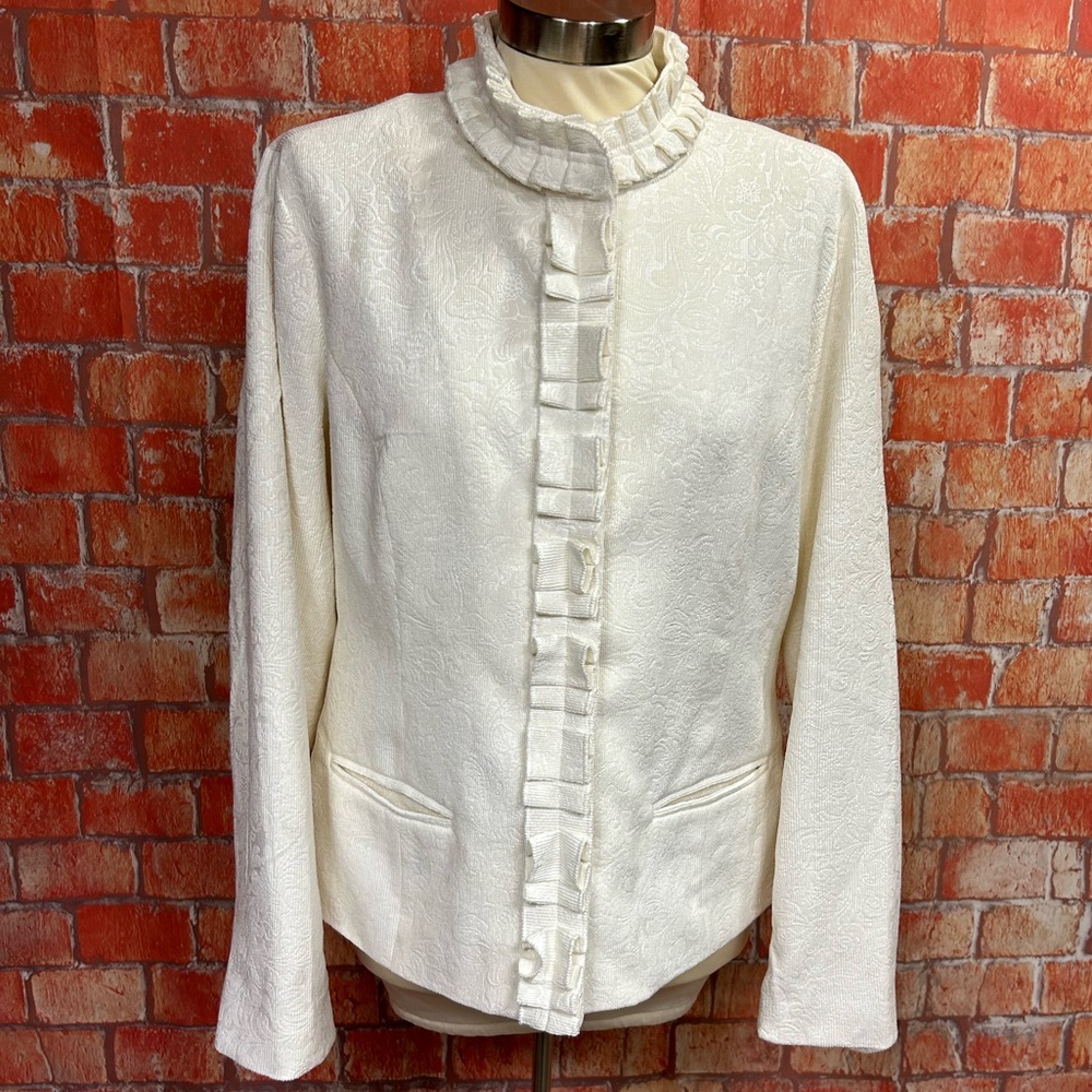 Chico’s Ivory Corduroy Carella Bouquet Jacket